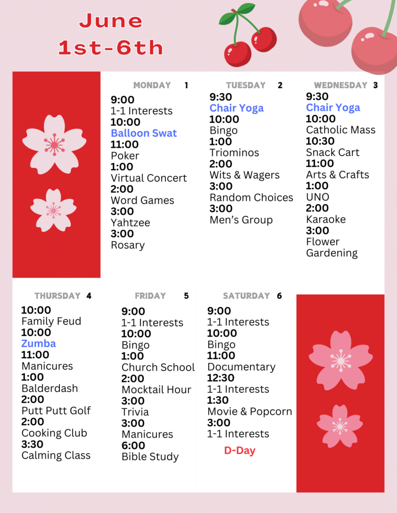 Activity Calendars & Special Events | Skylake Post Acute