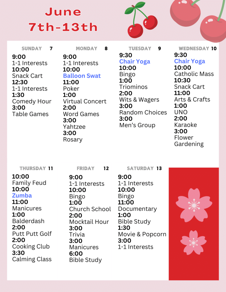 Activity Calendars & Special Events | Skylake Post Acute