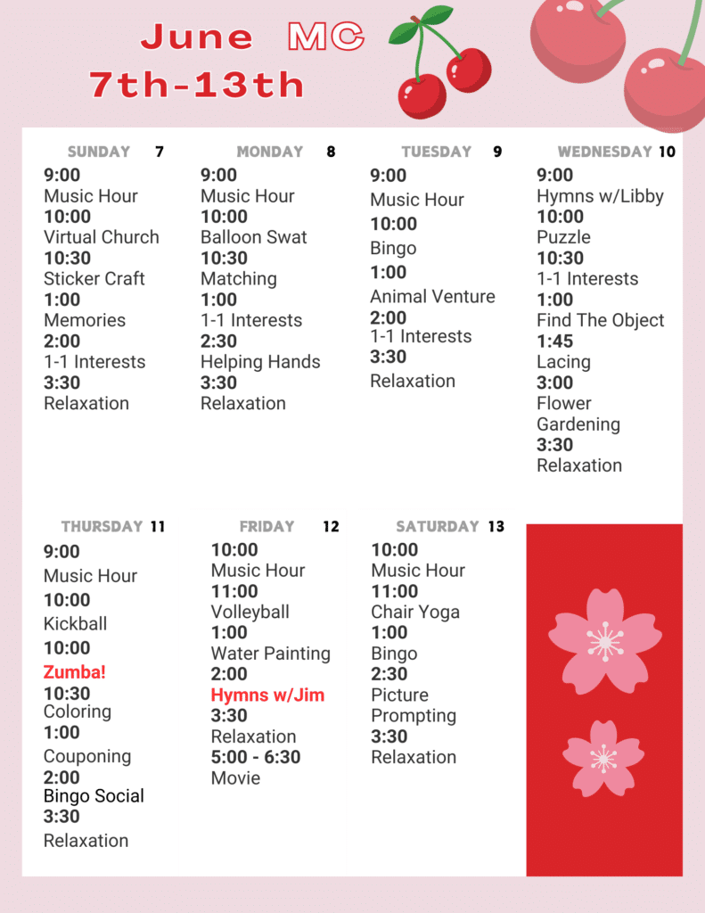 Activity Calendars & Special Events | Skylake Post Acute